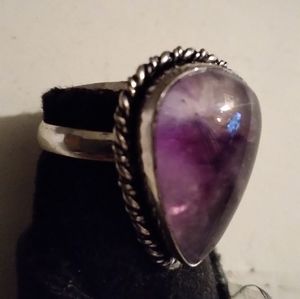 India Gemstone-Amathist Ring Silver Plated